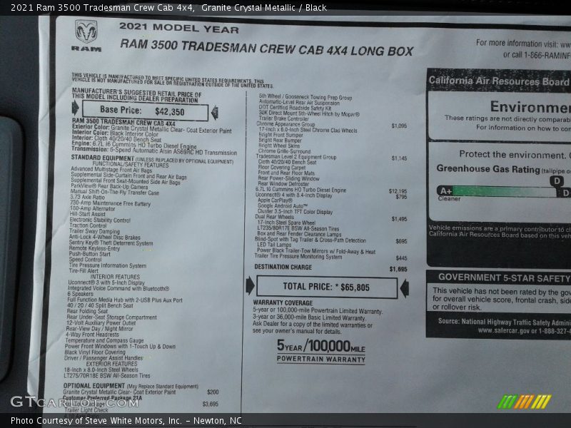 Granite Crystal Metallic / Black 2021 Ram 3500 Tradesman Crew Cab 4x4
