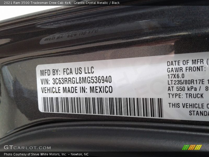 Granite Crystal Metallic / Black 2021 Ram 3500 Tradesman Crew Cab 4x4