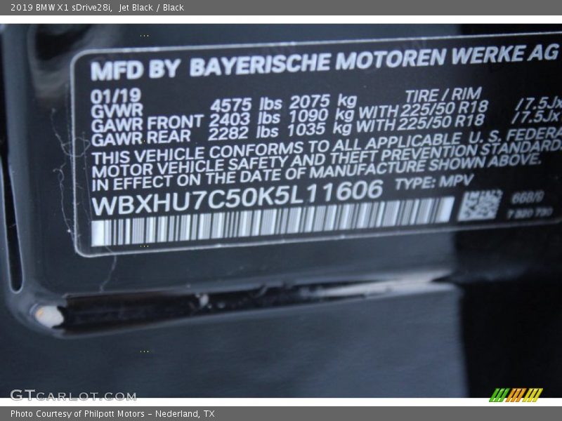 Jet Black / Black 2019 BMW X1 sDrive28i