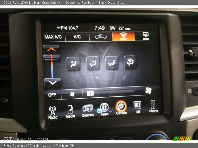 Controls of 2016 1500 Big Horn Crew Cab 4x4