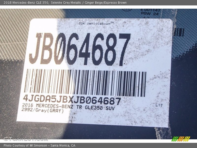 Selenite Grey Metallic / Ginger Beige/Espresso Brown 2018 Mercedes-Benz GLE 350