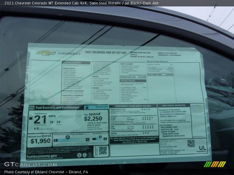 Satin Steel Metallic / Jet Black/­Dark Ash 2021 Chevrolet Colorado WT Extended Cab 4x4