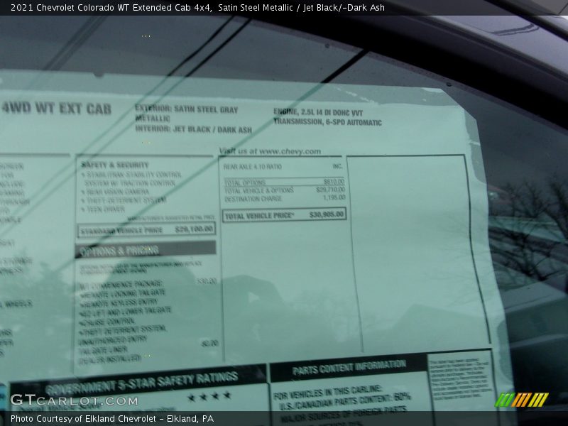 Satin Steel Metallic / Jet Black/­Dark Ash 2021 Chevrolet Colorado WT Extended Cab 4x4