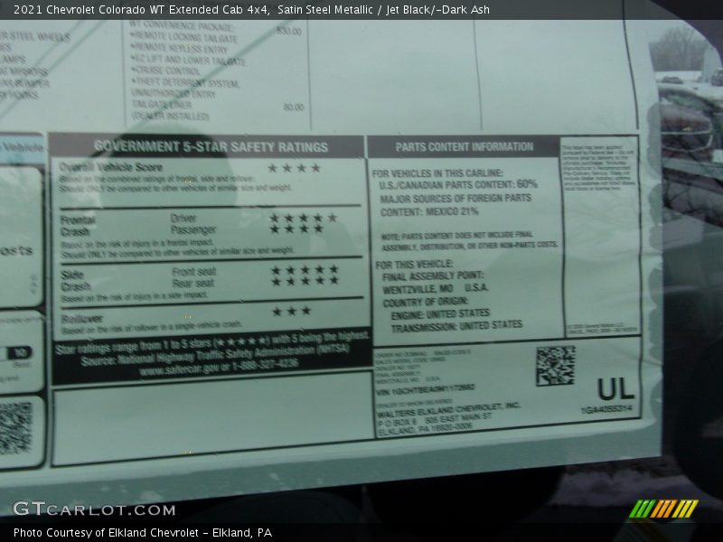 Satin Steel Metallic / Jet Black/­Dark Ash 2021 Chevrolet Colorado WT Extended Cab 4x4