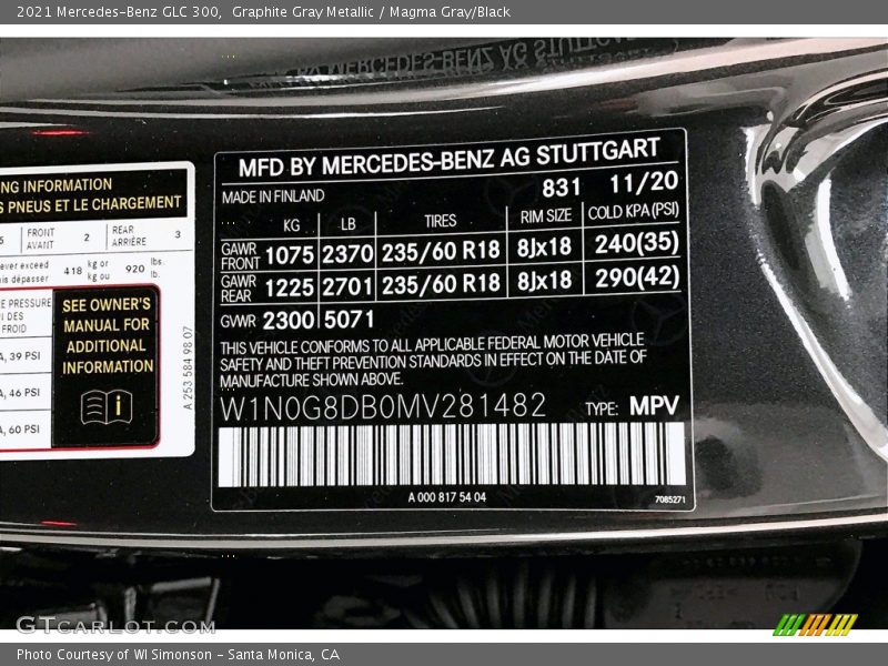 Graphite Gray Metallic / Magma Gray/Black 2021 Mercedes-Benz GLC 300