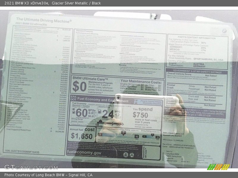  2021 X3 xDrive30e Window Sticker