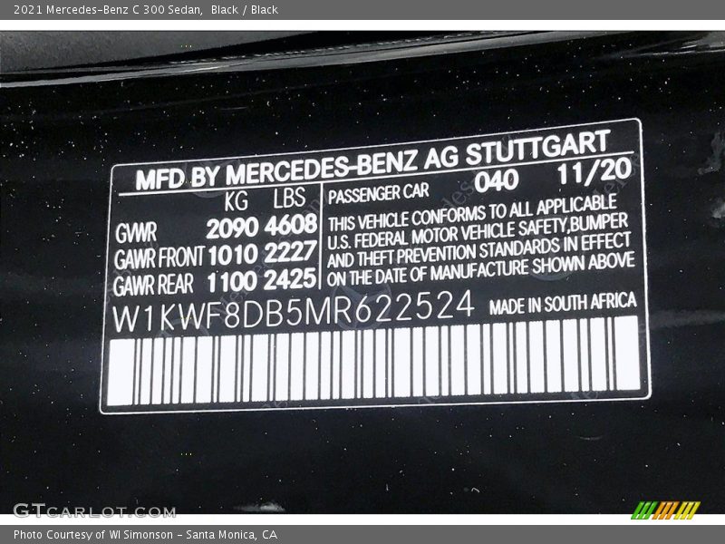 Black / Black 2021 Mercedes-Benz C 300 Sedan