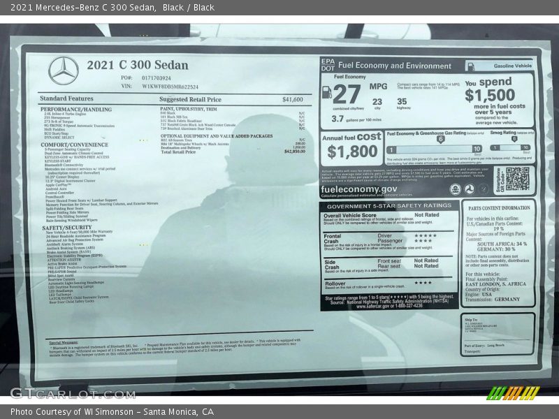 Black / Black 2021 Mercedes-Benz C 300 Sedan