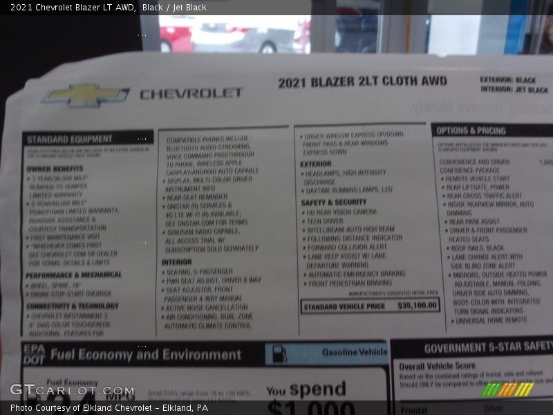 Black / Jet Black 2021 Chevrolet Blazer LT AWD