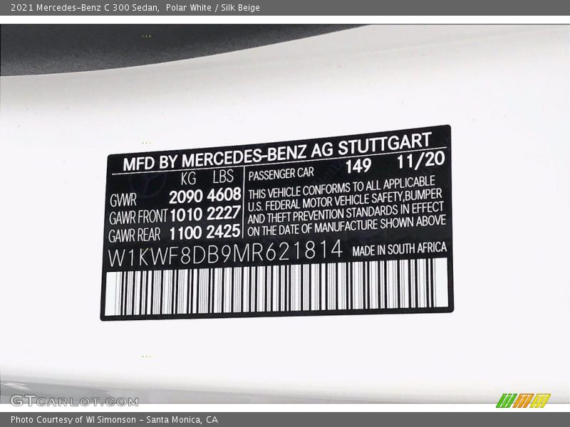 Polar White / Silk Beige 2021 Mercedes-Benz C 300 Sedan