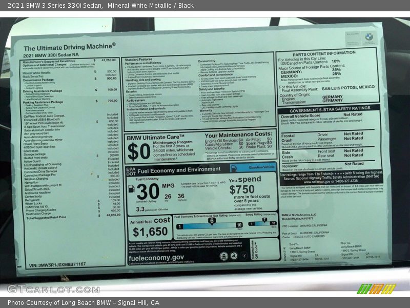Mineral White Metallic / Black 2021 BMW 3 Series 330i Sedan