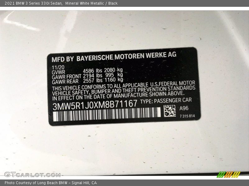 Mineral White Metallic / Black 2021 BMW 3 Series 330i Sedan