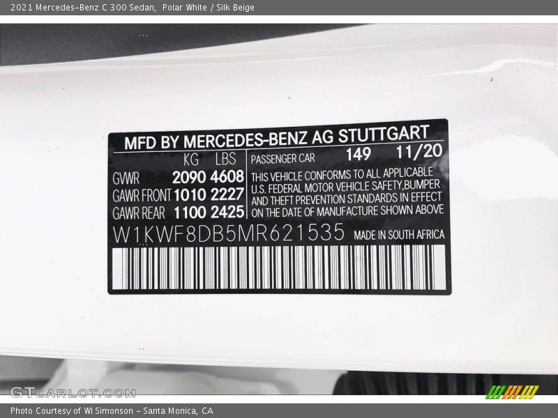 Polar White / Silk Beige 2021 Mercedes-Benz C 300 Sedan