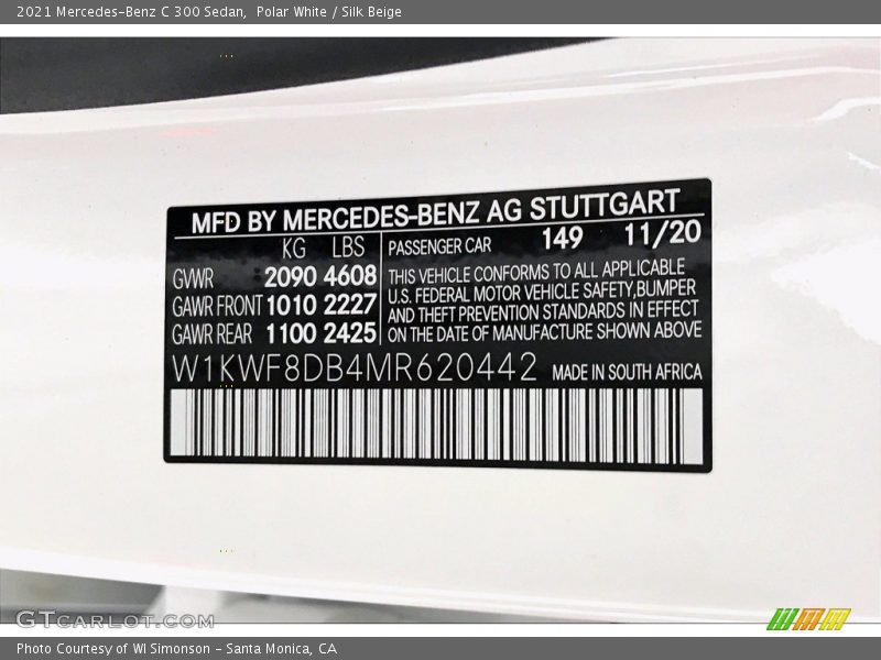 Polar White / Silk Beige 2021 Mercedes-Benz C 300 Sedan