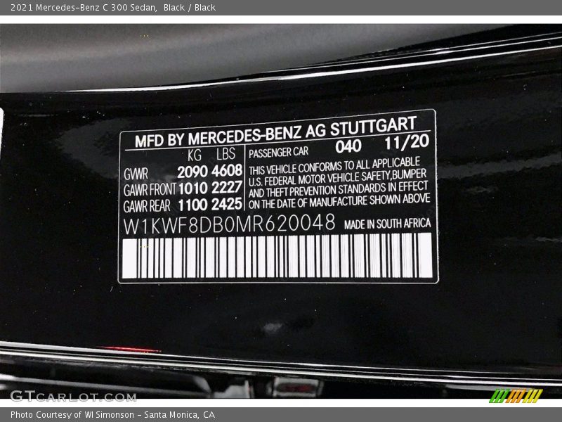 Black / Black 2021 Mercedes-Benz C 300 Sedan