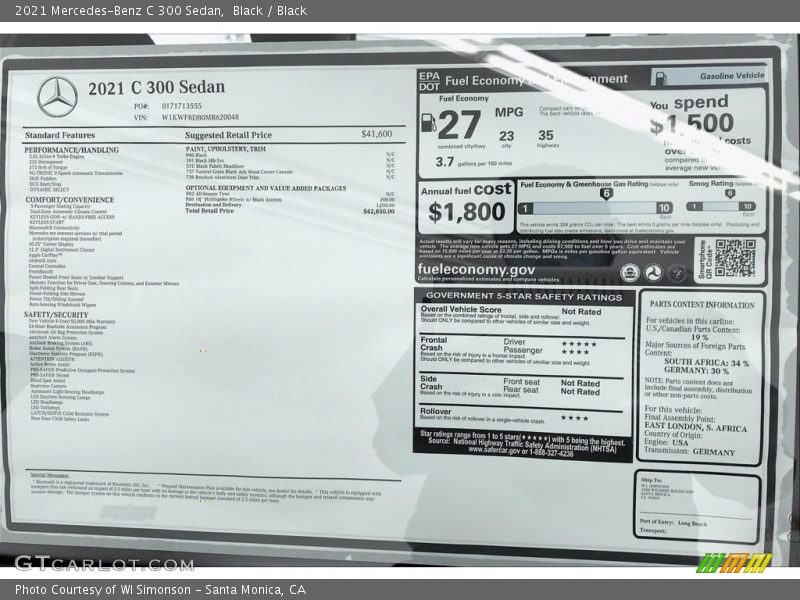 Black / Black 2021 Mercedes-Benz C 300 Sedan