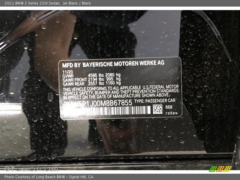 Jet Black / Black 2021 BMW 3 Series 330i Sedan
