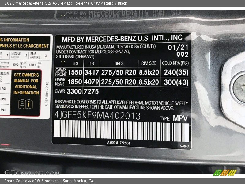 Selenite Gray Metallic / Black 2021 Mercedes-Benz GLS 450 4Matic