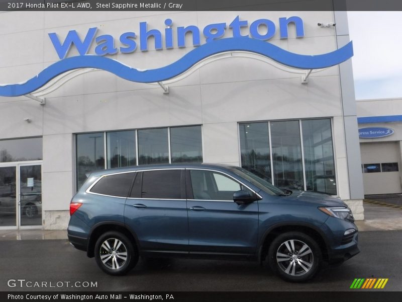 Steel Sapphire Metallic / Gray 2017 Honda Pilot EX-L AWD