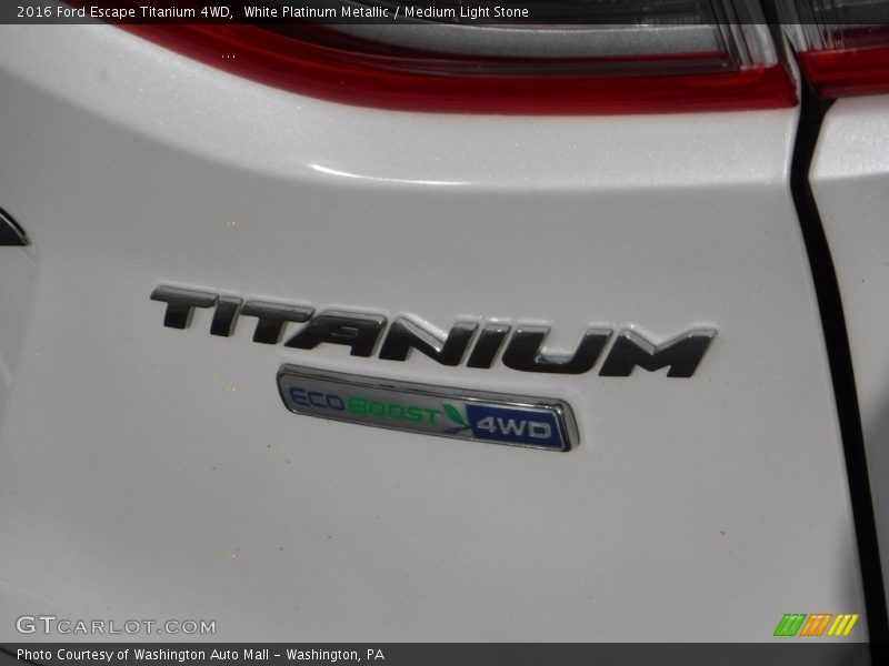 White Platinum Metallic / Medium Light Stone 2016 Ford Escape Titanium 4WD