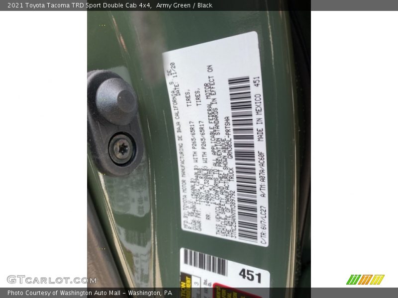 2021 Tacoma TRD Sport Double Cab 4x4 Army Green Color Code 6V7