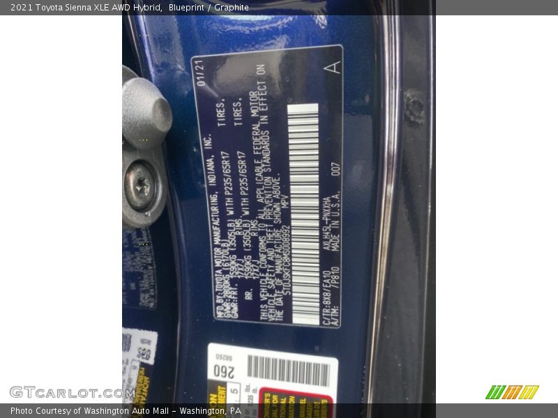 Blueprint / Graphite 2021 Toyota Sienna XLE AWD Hybrid