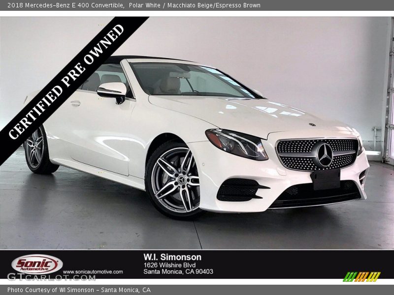 Polar White / Macchiato Beige/Espresso Brown 2018 Mercedes-Benz E 400 Convertible