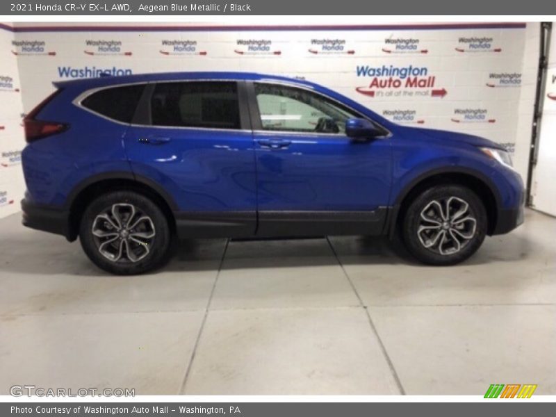 Aegean Blue Metallic / Black 2021 Honda CR-V EX-L AWD