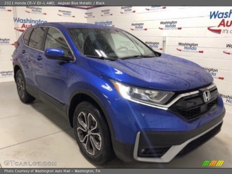 Aegean Blue Metallic / Black 2021 Honda CR-V EX-L AWD