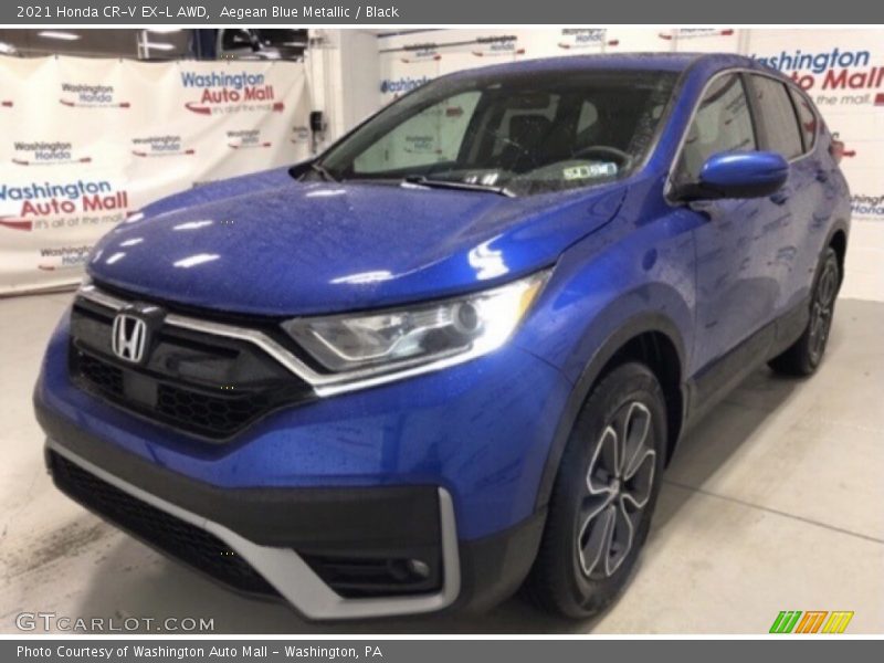 Aegean Blue Metallic / Black 2021 Honda CR-V EX-L AWD