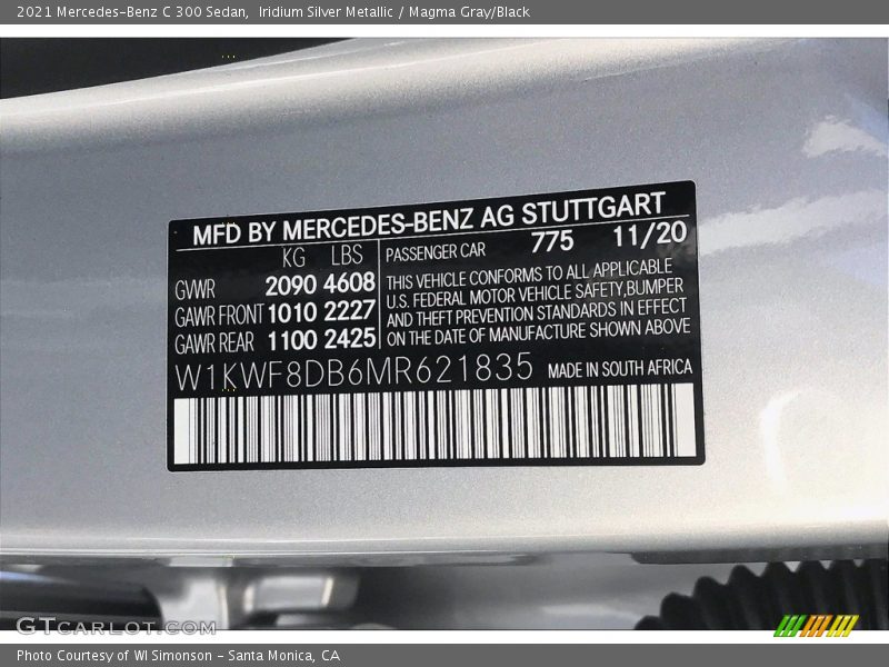 Iridium Silver Metallic / Magma Gray/Black 2021 Mercedes-Benz C 300 Sedan