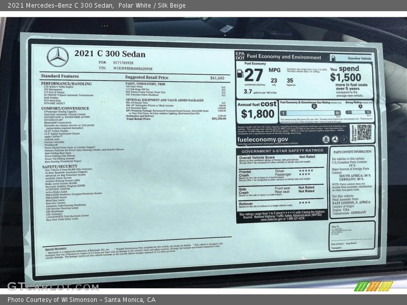 Polar White / Silk Beige 2021 Mercedes-Benz C 300 Sedan