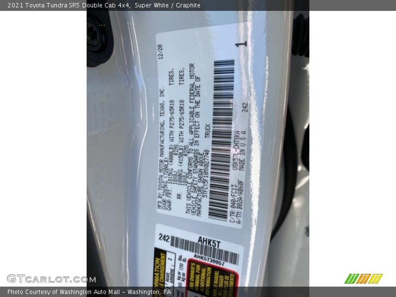 Super White / Graphite 2021 Toyota Tundra SR5 Double Cab 4x4