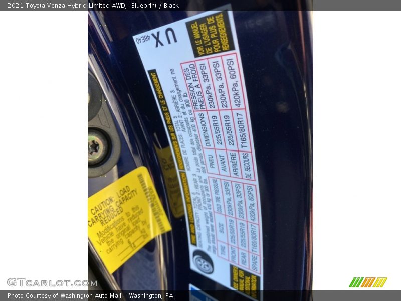 Blueprint / Black 2021 Toyota Venza Hybrid Limited AWD