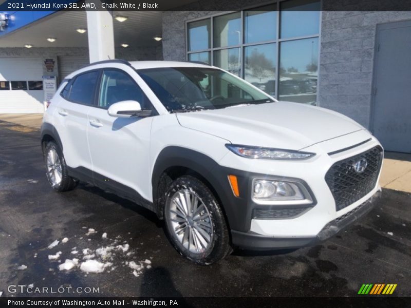 Chalk White / Black 2021 Hyundai Kona SEL AWD