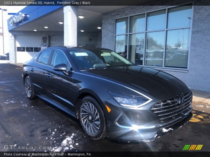 Portofino Gray / Black 2021 Hyundai Sonata SEL Hybrid