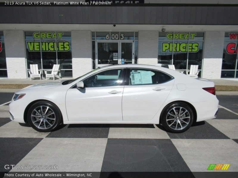 Platinum White Pearl / Parchment 2019 Acura TLX V6 Sedan