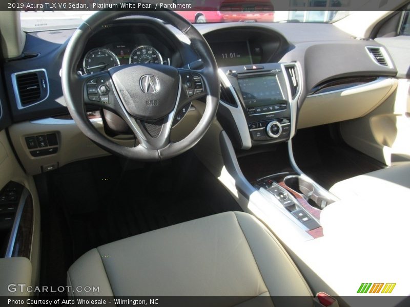 Platinum White Pearl / Parchment 2019 Acura TLX V6 Sedan