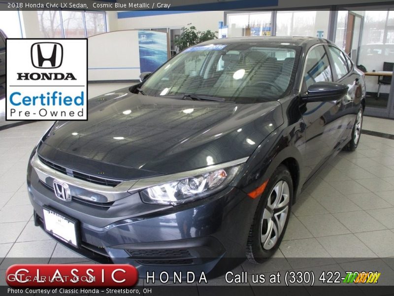 Cosmic Blue Metallic / Gray 2018 Honda Civic LX Sedan