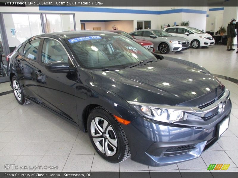 Cosmic Blue Metallic / Gray 2018 Honda Civic LX Sedan
