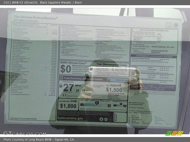 Black Sapphire Metallic / Black 2021 BMW X3 sDrive30i