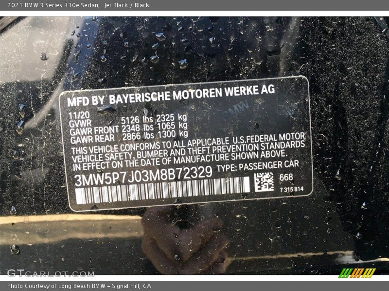 Jet Black / Black 2021 BMW 3 Series 330e Sedan