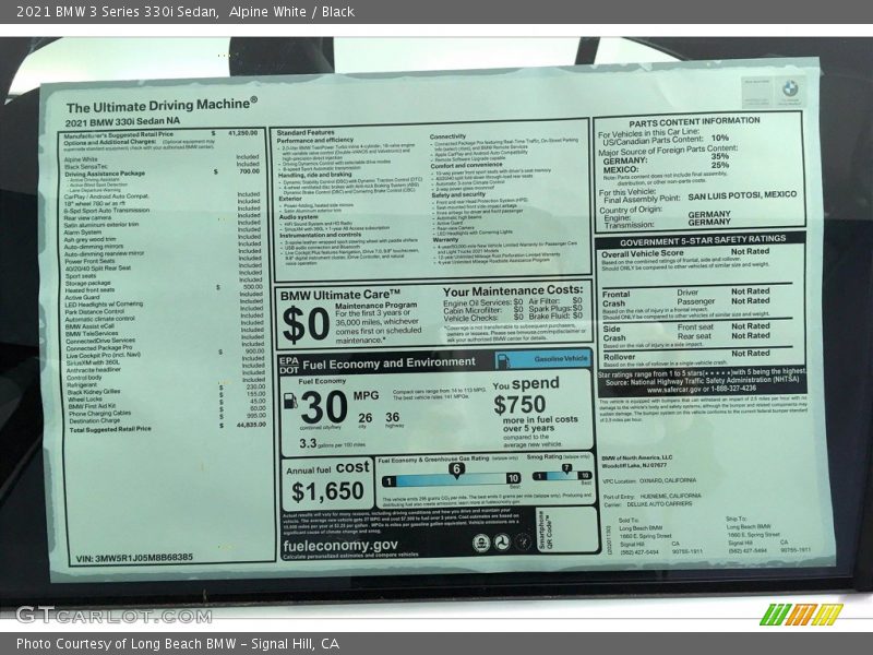 Alpine White / Black 2021 BMW 3 Series 330i Sedan