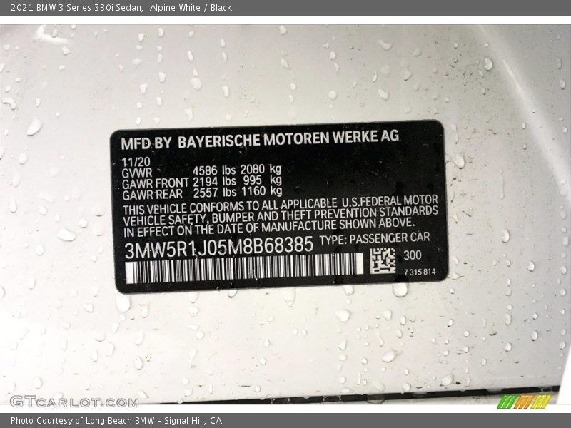 Alpine White / Black 2021 BMW 3 Series 330i Sedan