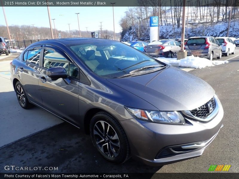 Modern Steel Metallic / Black 2015 Honda Civic EX Sedan