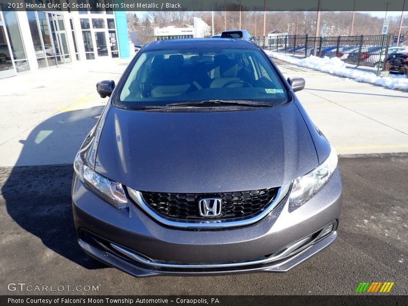 Modern Steel Metallic / Black 2015 Honda Civic EX Sedan