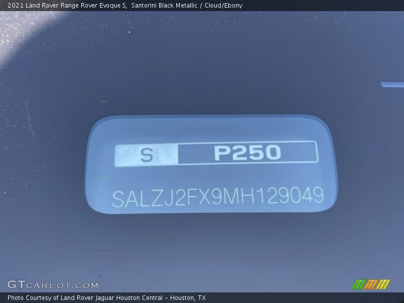 Santorini Black Metallic / Cloud/Ebony 2021 Land Rover Range Rover Evoque S