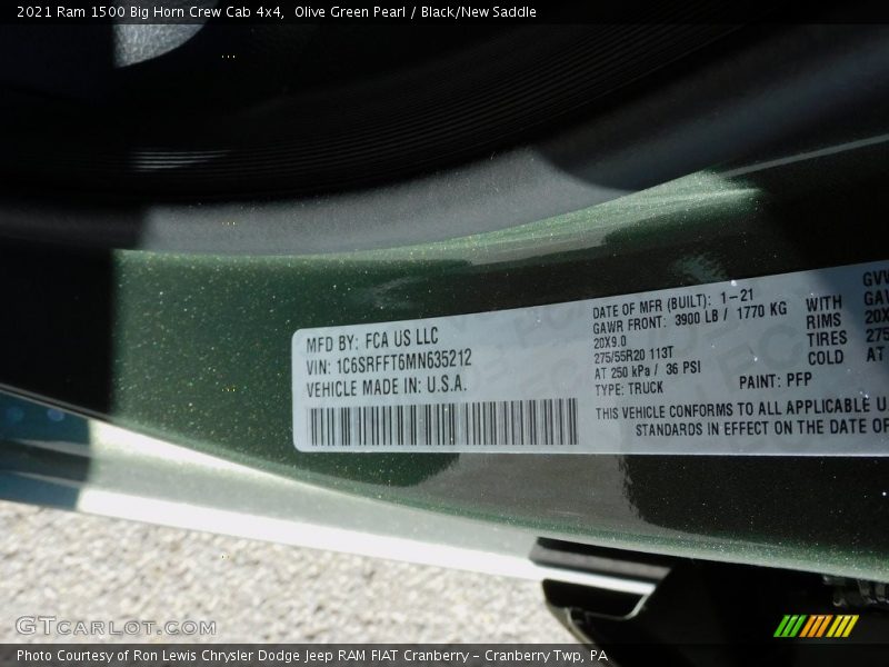 Olive Green Pearl / Black/New Saddle 2021 Ram 1500 Big Horn Crew Cab 4x4