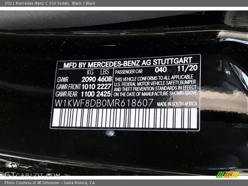 Black / Black 2021 Mercedes-Benz C 300 Sedan