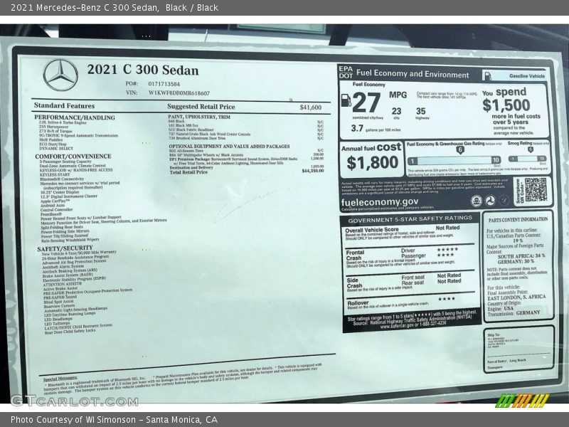 Black / Black 2021 Mercedes-Benz C 300 Sedan